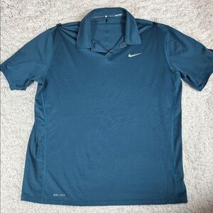 Nike Tiger Woods TW Perforated Panel Polo, Dark Teel, Size Large